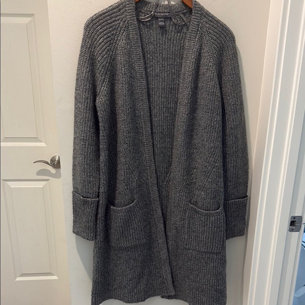 A Pea in the Pod Open Front Ribbed Gray Duster Cardigan size Small